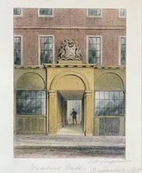 De ingang van Weavers Hall, 1854