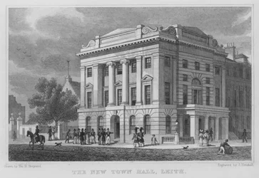 Het nieuwe stadhuis, Leith (gravure)