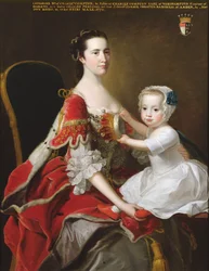 Portret van Catherine Compton (overl. 1784), gravin van Egmont, en haar oudste zoon Charles Perceval (geb. 1756), 1758