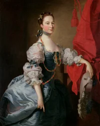 Portret van een dame in een blauwe jurk