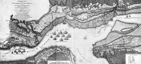 Een correct plan van de omgeving van Quebec en van de slag gevochten op 13 september 1759