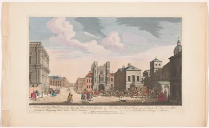 Gezicht op het Banqueting House en Horse Guards Building te Londen