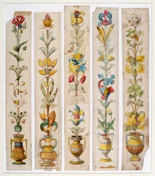 Vijf ontwerpen voor een inleg, Cardiff kasteel, 1884