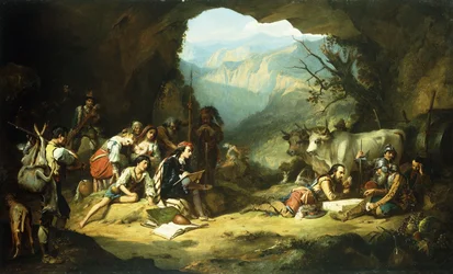 Het atelier van Salvator Rosa in de bergen van de Abruzzen