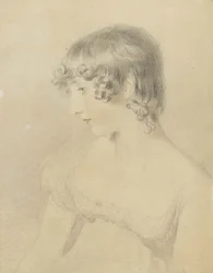 Borstbeeldportret van Susan Bloxam, in profiel naar links gedraaid, 1818