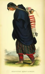 Chippeway vrouw en kind, 1848