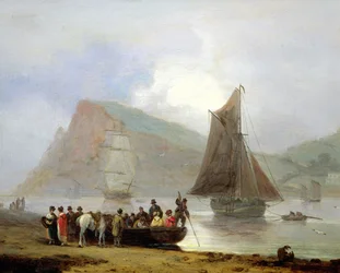 Aan boord gaan van de veerboot bij Teignmouth, 1821