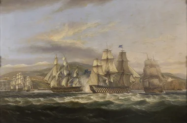 M.S. Caledonia en H.M.S. Boyne achtervolgen de Franse vloot naar Toulon
