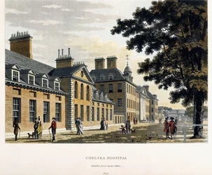 Chelsea Ziekenhuis, uit "Een Pittoreske Tour door de Steden Londen en Westminster Geïllustreerd", 1792-1801