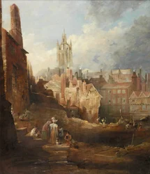 Opgravingen voor de High Level Bridge, Newcastle upon Tyne, c.1846