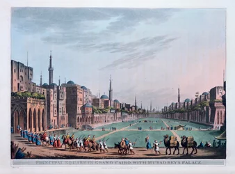 Hoofdplein in Groot Caïro, met het paleis van Murad Bey, 1801