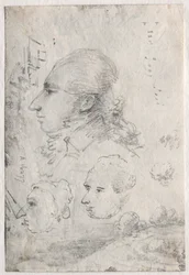 Studies van hoofden verso, ca. 1820s