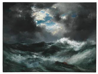 Schipbreuk bij maanlicht op zee