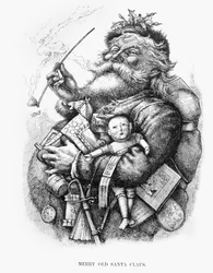 Vrolijke Oude Kerstman, gegraveerd door de kunstenaar