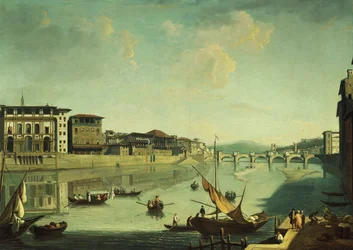 Een Uitzicht op de Arno met de Ponte alle Grazie, Florence