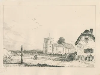 Stowe Kerk: pen en inkt tekening