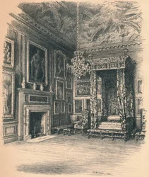 Slaapkamer van koningin Anne, Hampton Court Palace, 1902