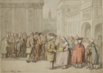 Een groep geschetst in Rome