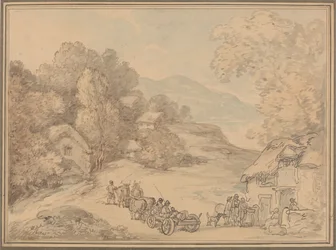 Een dorp in een heuvelachtig landschap