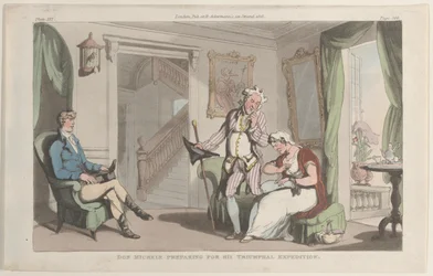Don Michele Bereidt zich voor op zijn Triomftocht, uit Napels en de Campagna ..., 1 juni 1815
