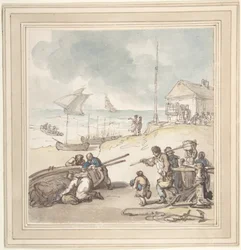 Figuren aan de kust