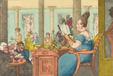 La Belle Limonaudiere au Cafe des Mille Colonnes, Palais Royal, Parijs, 1814