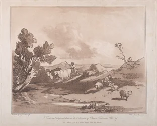 Landschap met een Figuur die Vee Hoedt en een Rustende Herder