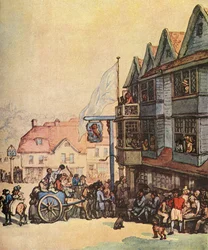Marktdag buiten de Old Red Lion in Greenwich
