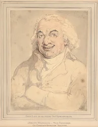 Portret van Joseph Munden, buste-lengte, in een buffkleurige jas