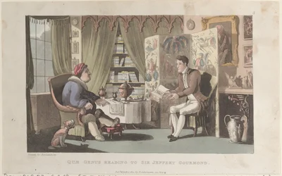 Quae Genus Leest voor aan Sir Jeffery Gourmand, uit The History of Johnny Quae Genu..., 1 maart 1822