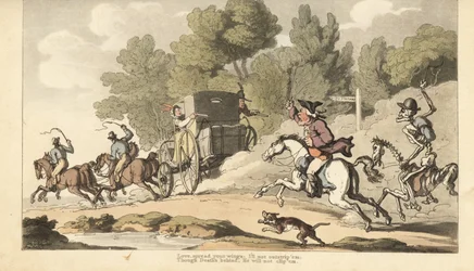 Het skelet van de Dood voegt zich bij een boze vader terwijl hij probeert zijn enige dochter te stoppen die met een soldaat naar Gretna Green vlucht