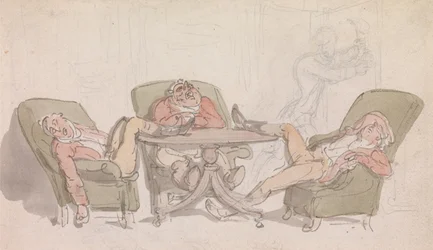 Drie Sportmannen die aan de Tafel in hun Stoelen Slapen