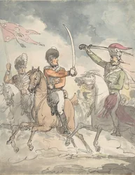 Ongebruikte studie voor een plaat naar Hongaarse en Hooglandse Broadsword-oefening, 12 februari 1799