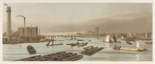 Londen Zoals Het Is: Westminster, vanaf Waterloo Bridge, 1842