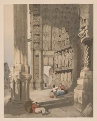 Pittoreske architectuur in Parijs, Gent, Antwerpen, Rouen, enz.: Zuidportaal van de kathedraal van Chartres