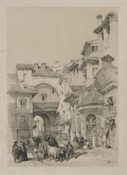 Pittoreske schetsen in Spanje: Poort van de Vivarrambla, Granada, 1837