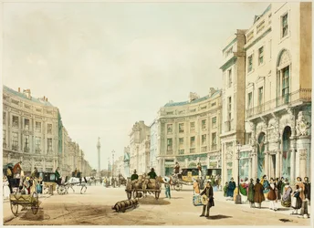 Regent Street in de richting van de colonne van de hertog van York, plaat twaalf uit Original Views of London as It Is