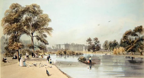 Uitzicht op Buckingham Palace vanuit St. James