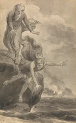 Een van zes illustraties bij Fenelons "De avonturen van Telemachus, zoon van Odysseus"