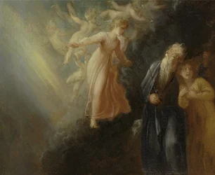 Prospero, Miranda en Ariel, uit "De Storm," Acte I, scène ii
