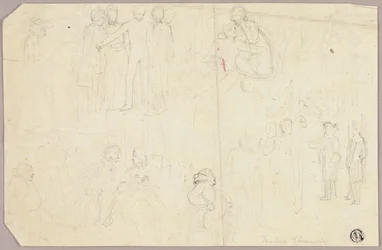 Schetsen voor Tristram Shandy (recto); Schetsen van Medaillon met Zittende Allegorische Figuur (verso)