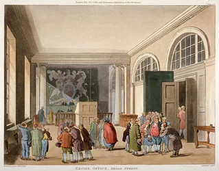 Interieur van het Accijnskantoor, Old Broad Street, City of London, 1810