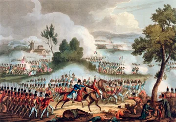 De Linkervleugel van het Britse Leger in Actie bij de Slag om Waterloo, 18 juni 1815