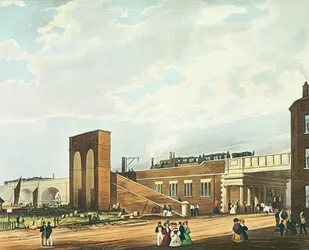 Ingang naar Manchester over Water Street, gegraveerd door Henry Pyall, gepubliceerd door Ackermann und Co., 1831