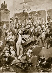 Sir Robert Peel in het Lagerhuis, 1846, illustratie uit 