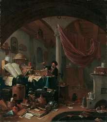 Een alchemist in zijn studeerkamer