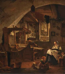 Interieur van een wevershuisje