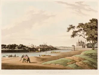 Lucknow genomen vanaf de overkant van de rivier Goomty