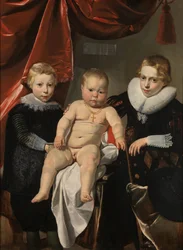 Groepsportret van drie broers, genaamd Hendrick, Johannes en Simon