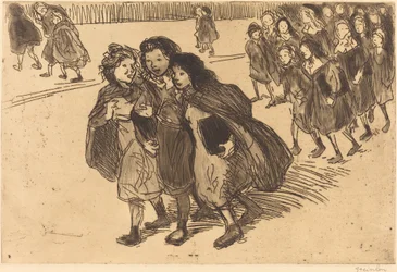 Meisjes die van school komen
